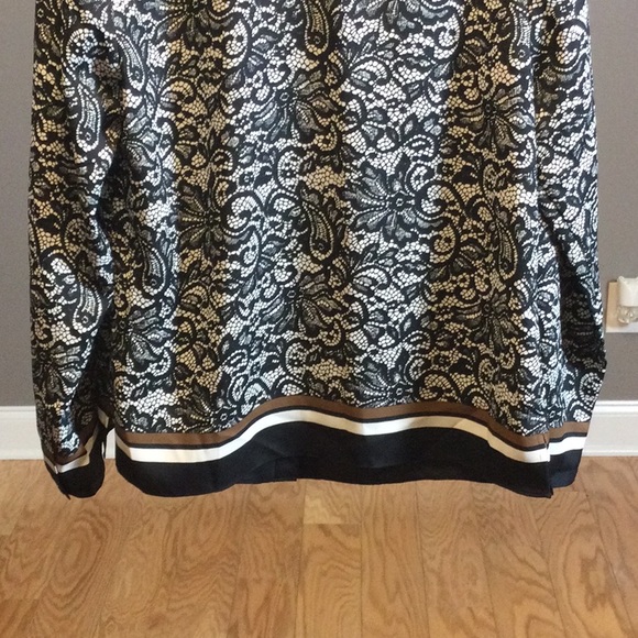 NWOT 8 Talbots black lace look button down blouse - Picture 8 of 15